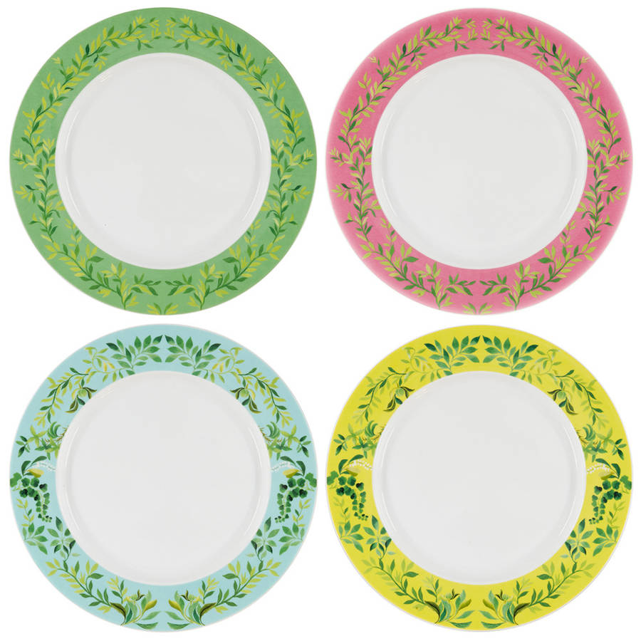 Ikebana Dinner Plates, Set Of 4