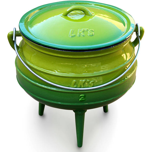 Enamelled Cast Iron Potjie Pot, Green