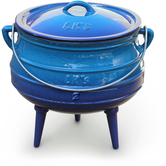 Enamelled Cast Iron Potjie Pot, Blue