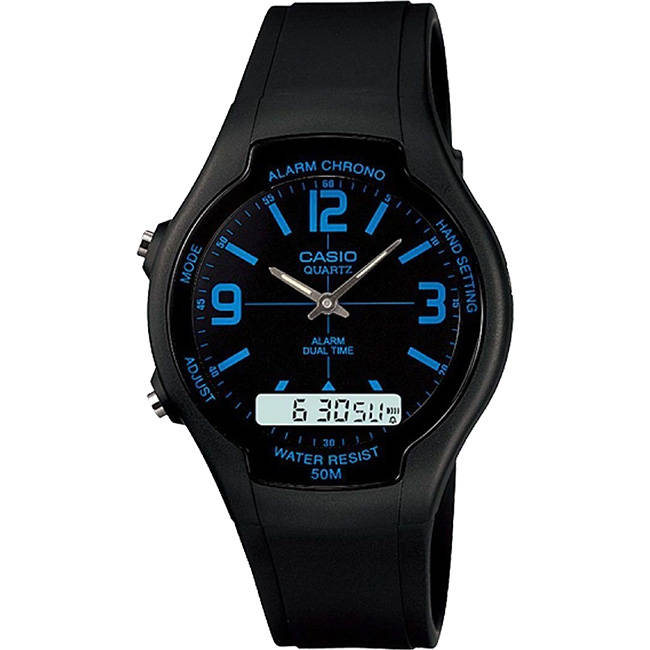 Standard 50m Men's AnaDigi Wrist Watch, AW-90H