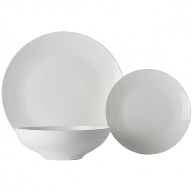 White Basics Coupe Dinner Set, Tribeca, 12pc