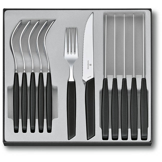 Swiss Modern Pointed Steak Knife & Fork Set, 12pc