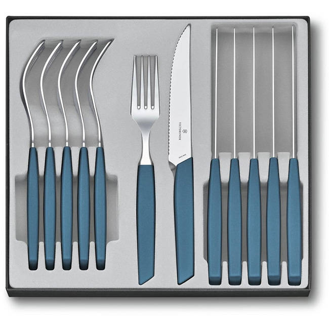 Swiss Modern Pointed Steak Knife & Fork Set, 12pc