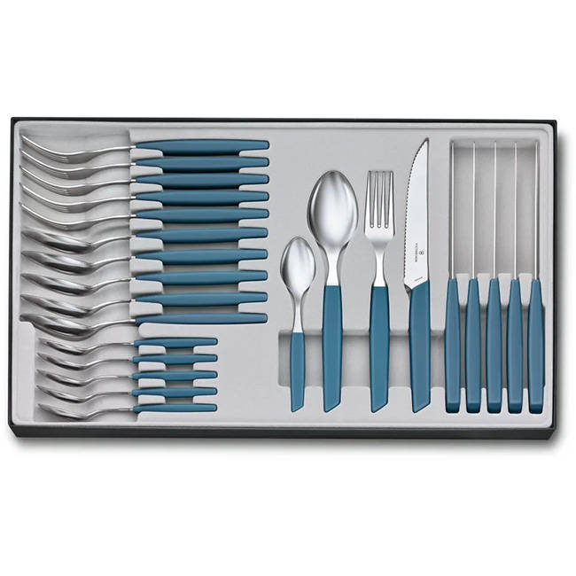 Swiss Modern Cutlery Set With Pointed Knives, 24pc