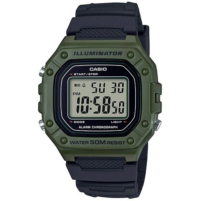 Standard Men's 50m Digital Wrist Watch, W-218H