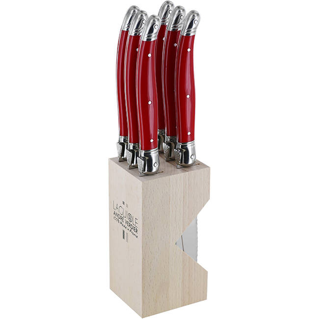 Steak Knife Set With Wooden Stand, 6pc