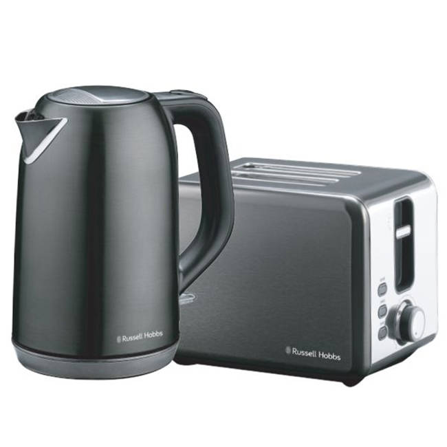 Dark Stainless Steel Kettle And Toaster Breakfast Pack
