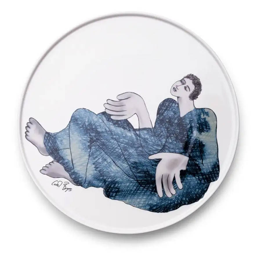 Indigo Girl Round Platter, 28cm