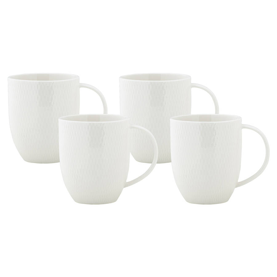 White Basics Diamonds Coupe Mugs, Set Of 4