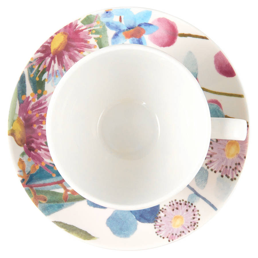 Botanic Gardens Eucalyptus Bloom Coupe Demi Cup & Saucer