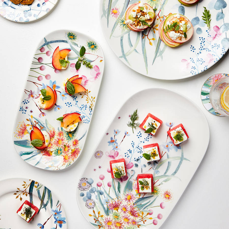 Botanic Gardens Eucalyptus Bloom Oblong Platter, 33cm