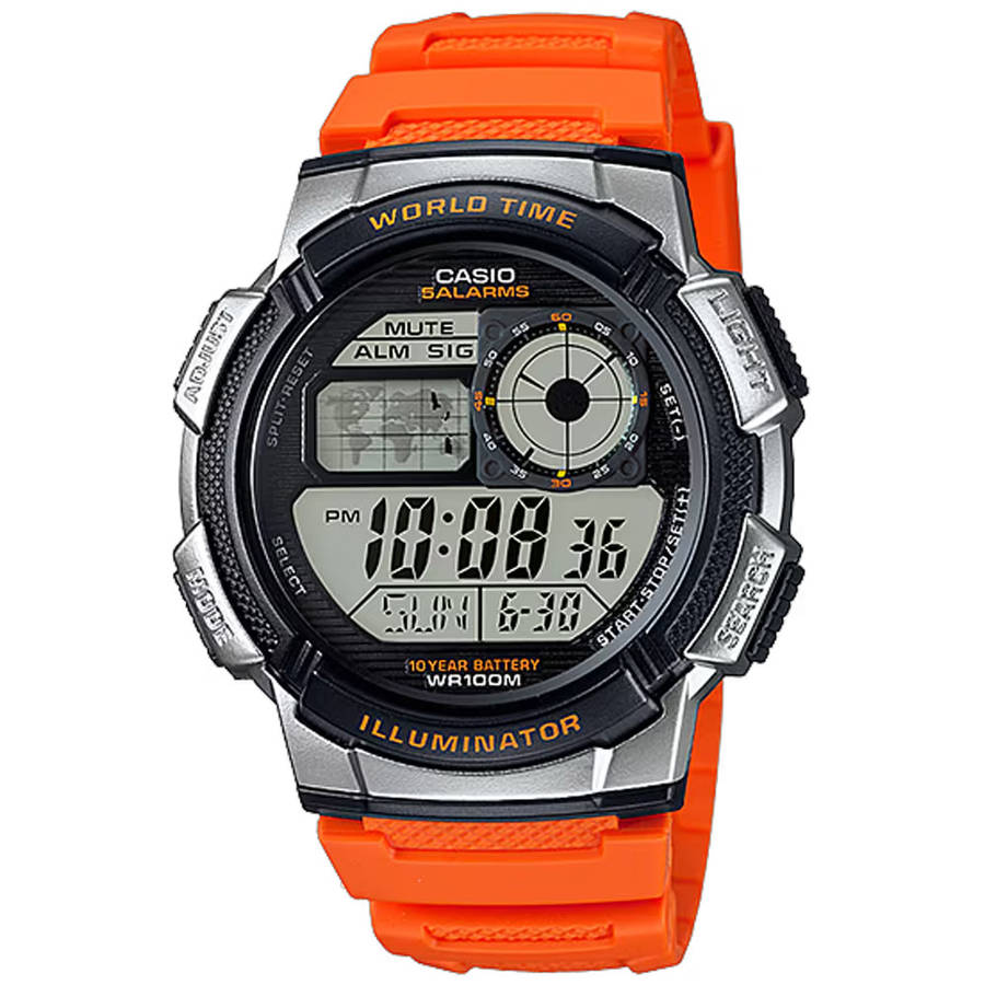 Standard World Time 100m Mens Digital Wrist Watch, AE-1000W