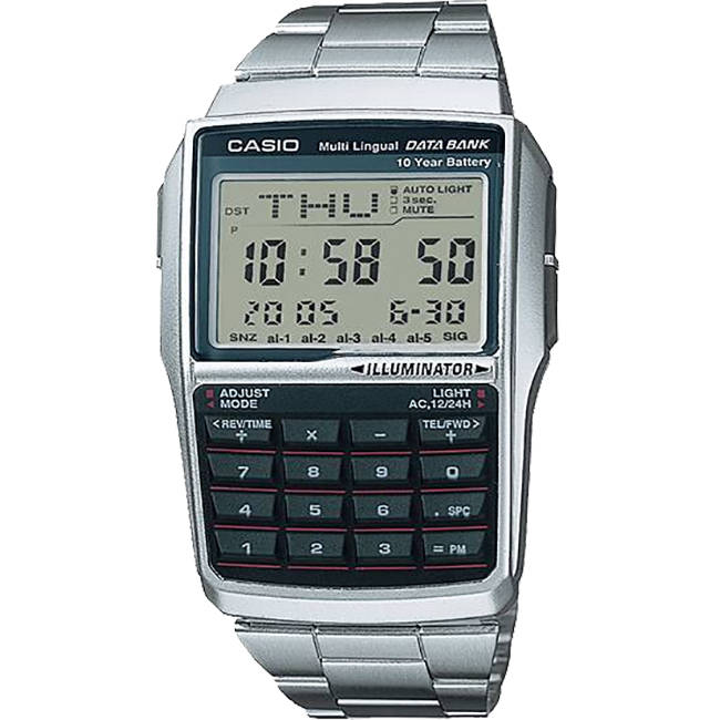 Retro Men's Multi-Lingual Databank Digital Wrist Watch, DBC-32-1ADF