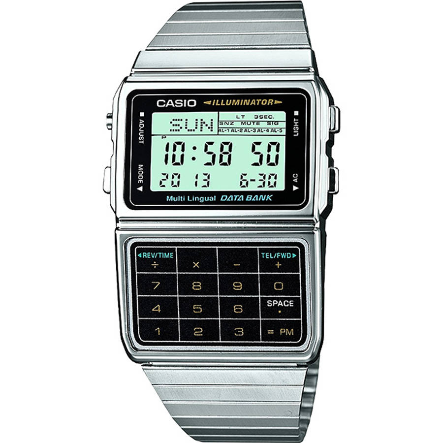 Retro Men's Databank Calculator Digital Wrist Watch, DBC-611-1DF