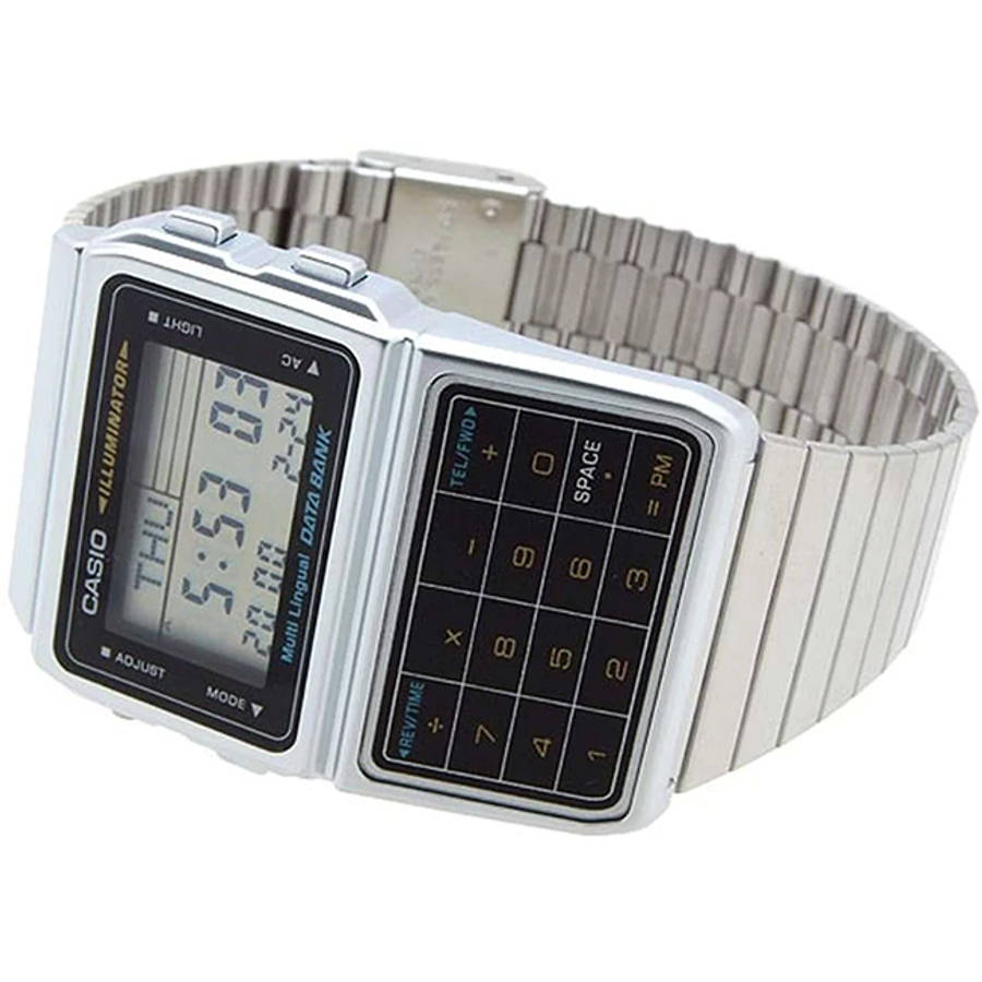 Retro Men's Databank Calculator Digital Wrist Watch, DBC-611-1DF