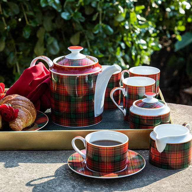 Red Tartan Cup & Saucer