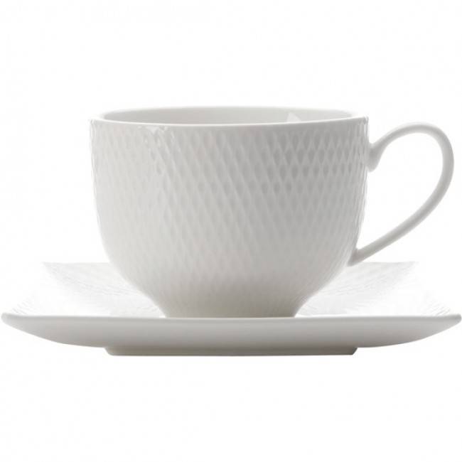 White Basics Diamonds Cup & Square Saucer