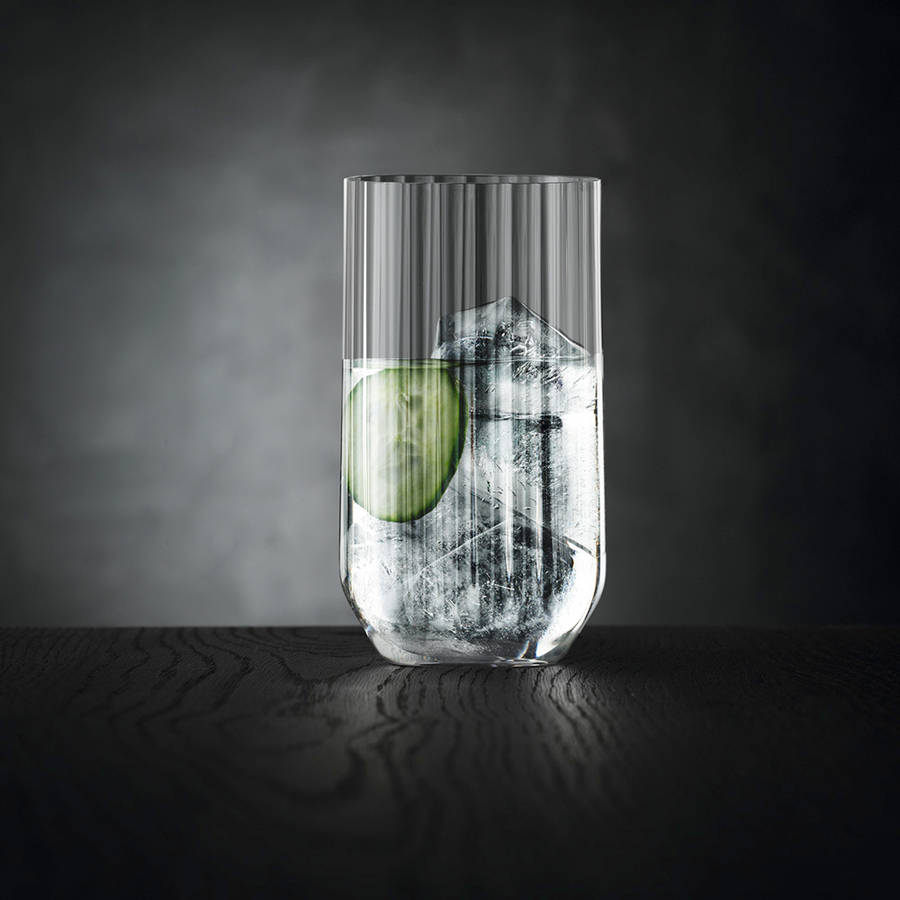 Linear Crystal Long Drink Glasses, Set of 4
