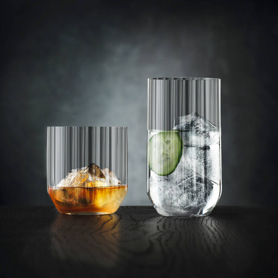 Linear Crystal Long Drink Glasses, Set of 4