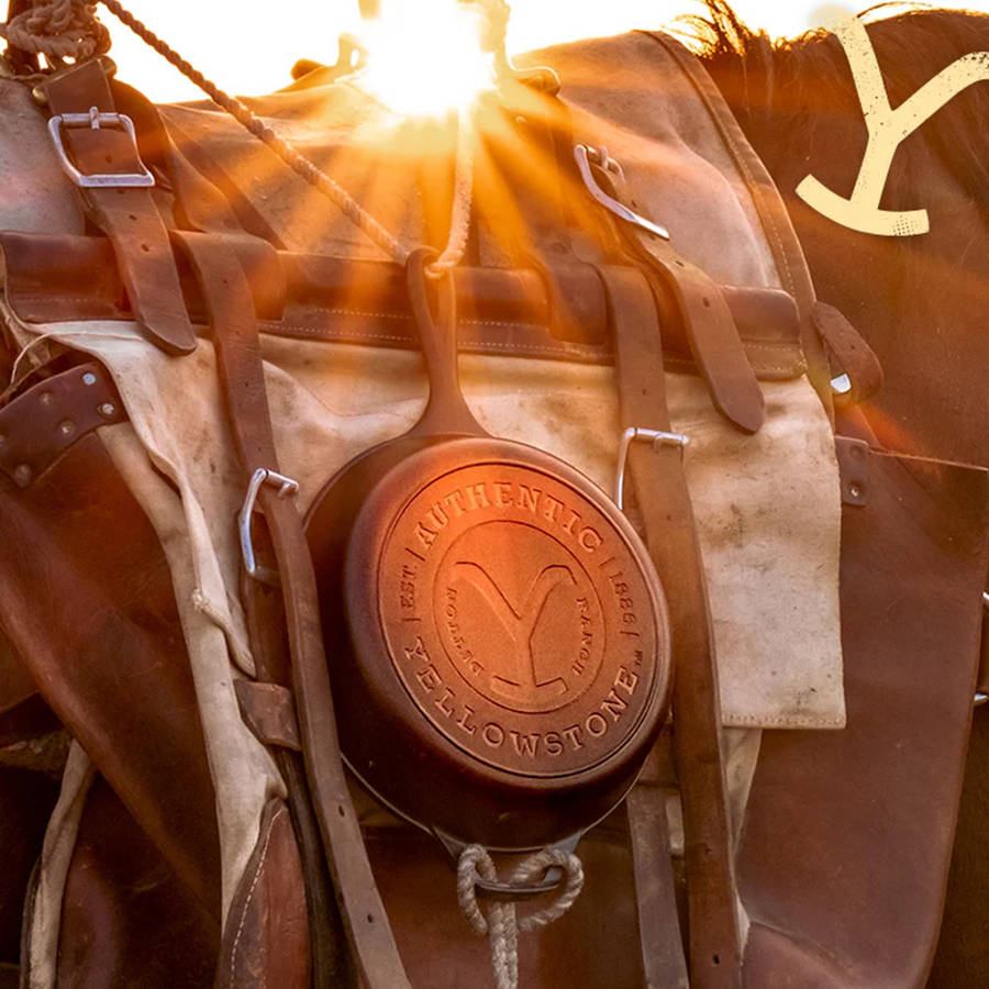 Yellowstone Seasoned Cast Iron Authentic Y Skillet, 26cm