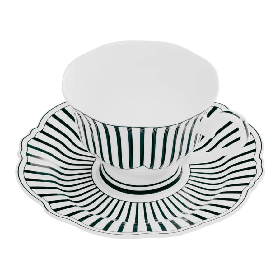 Ivory Noir Cups & Saucers, Set of 4