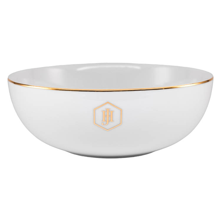 Gold Rimmed Salad Bowl, 23cm