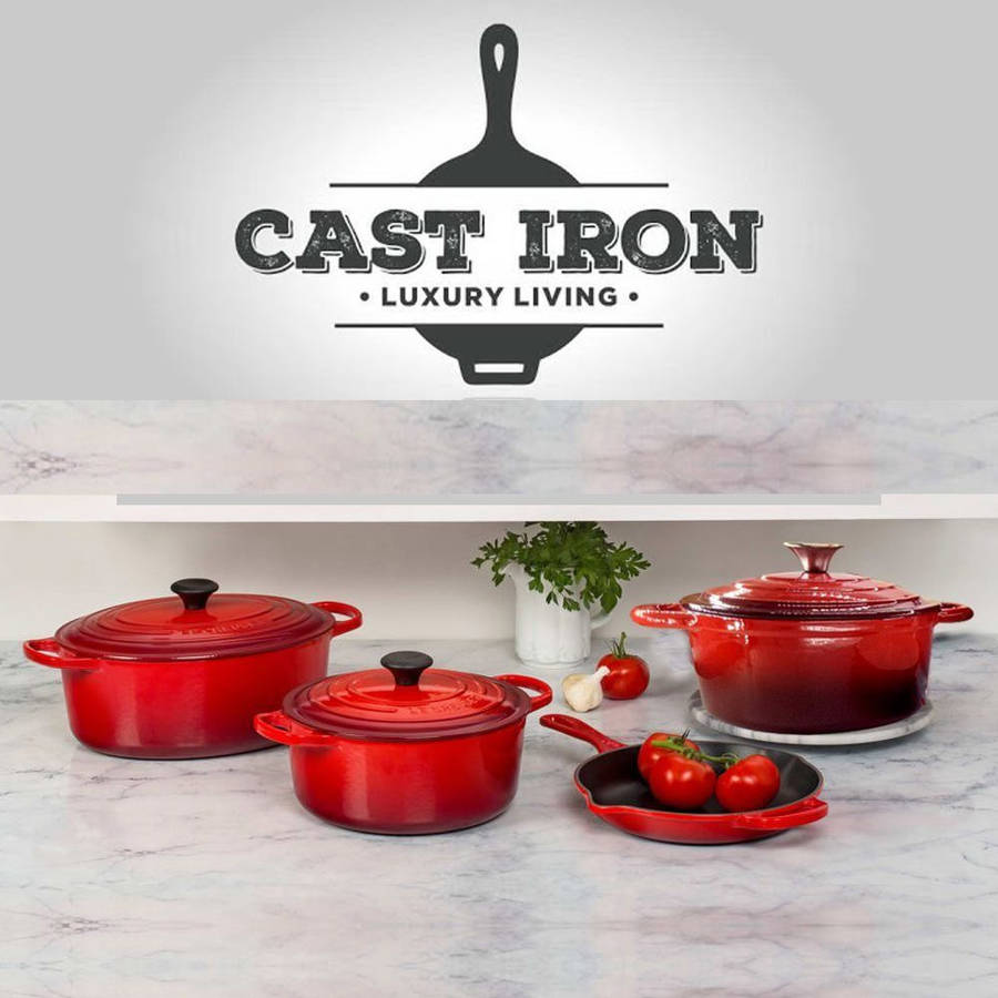 Enamelled Cast Iron Cookware set, 7pc