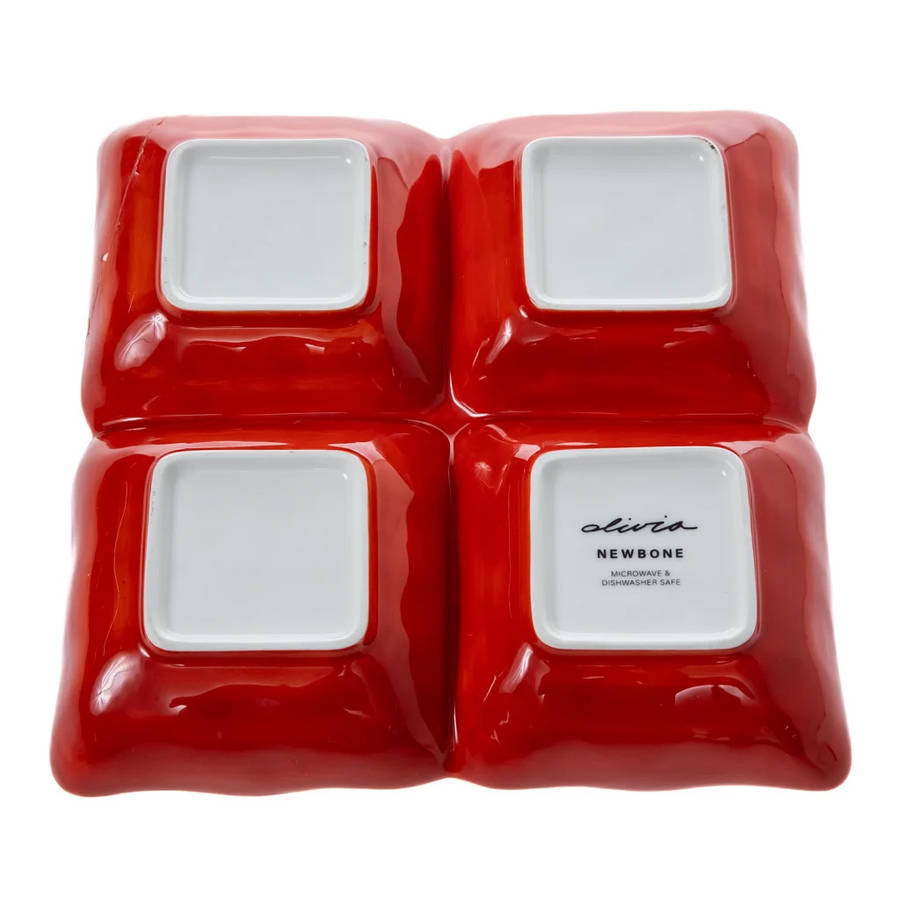 Princess Hand-Painted 4-Division Square Bowl, 22cm