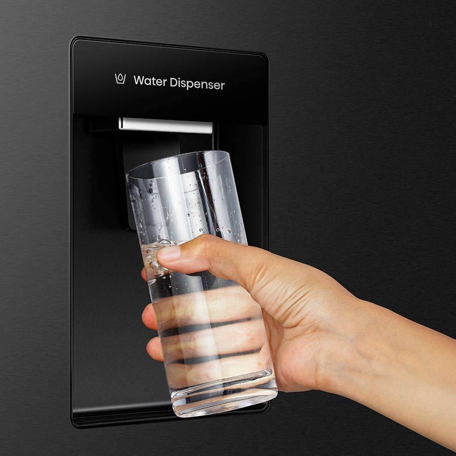 500L Black Bottom Mount Refrigerator with Water Dispenser, H630BSB-WD