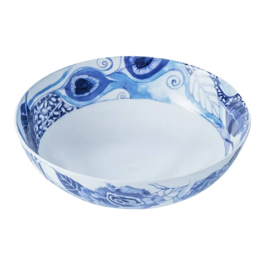 Peacock Sapphire Garden Cereal Bowls, Set of 4