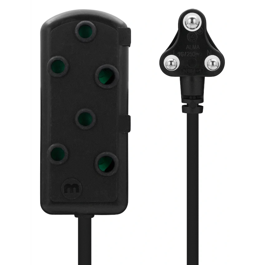 Ellies Side-by-Side Light-Duty Extension Lead - 3m - Black