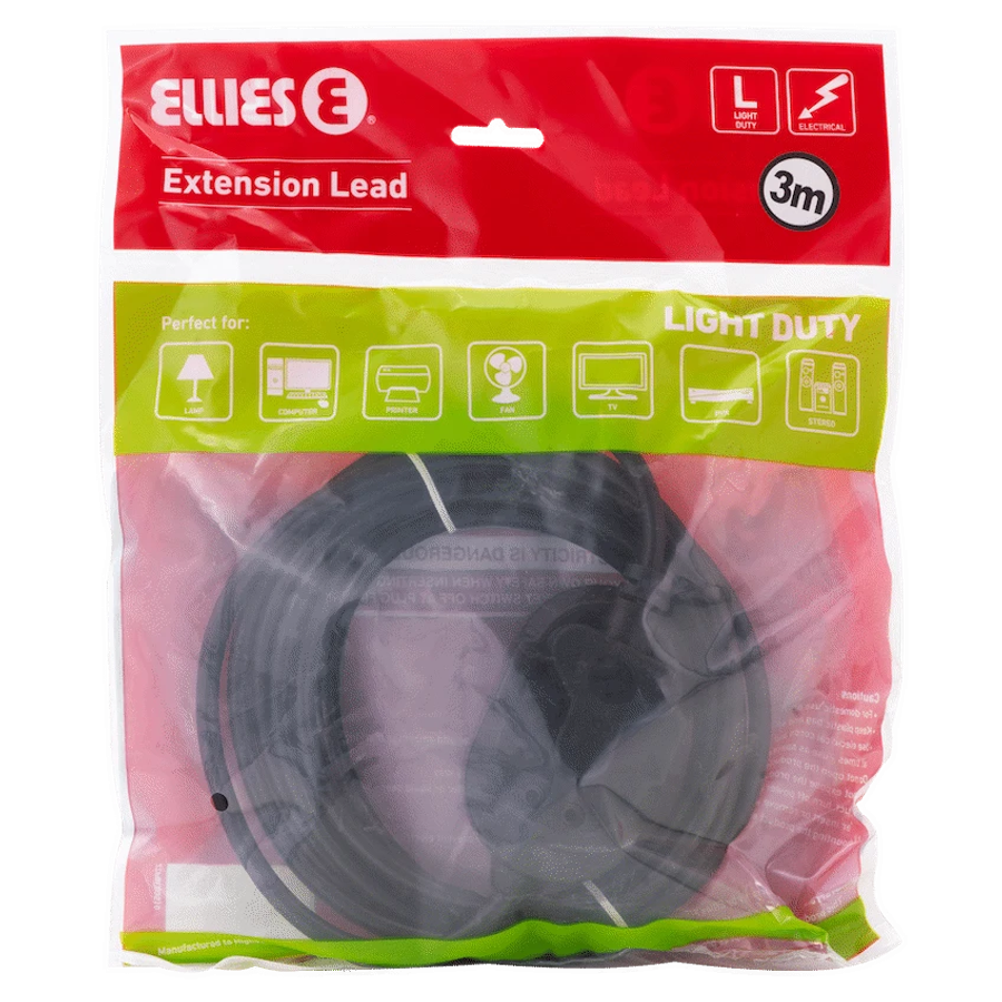 Ellies Back-to-Back Light-Duty Extension Lead - 3m