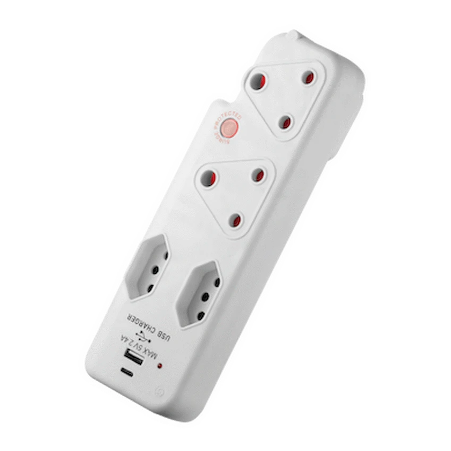 Switched 4-Way Medium Surge Adaptor with Type-C + USB