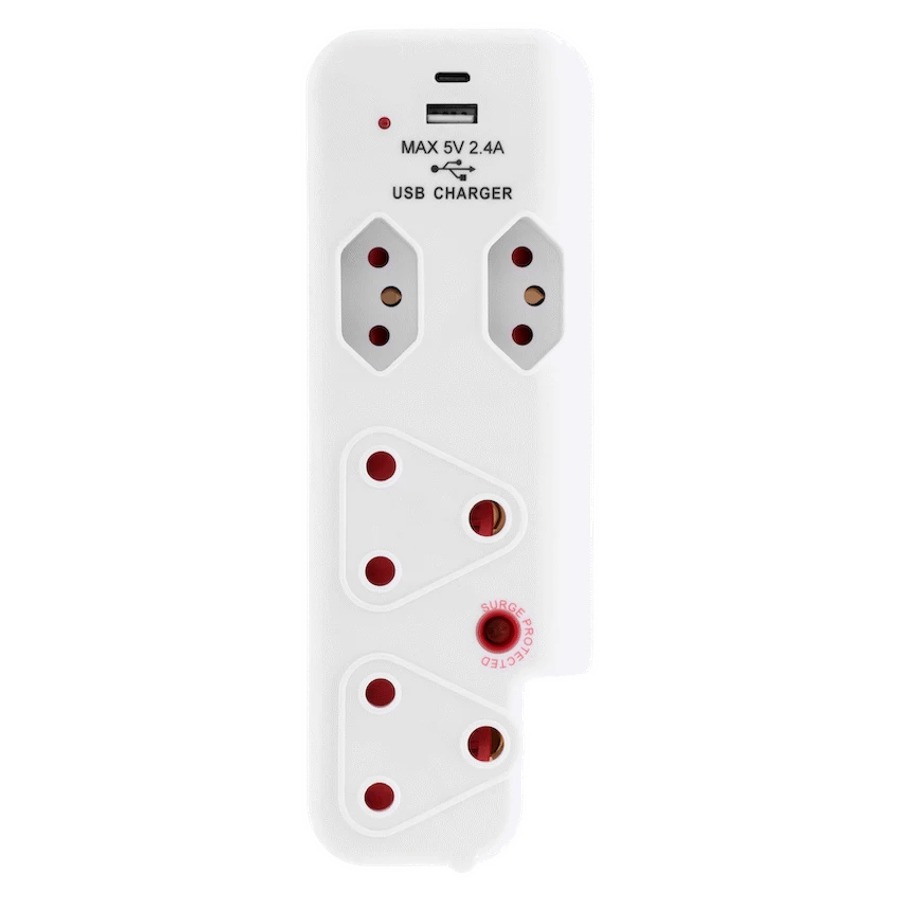 Ellies 4 Way Medium Surge adaptor with type C + USB