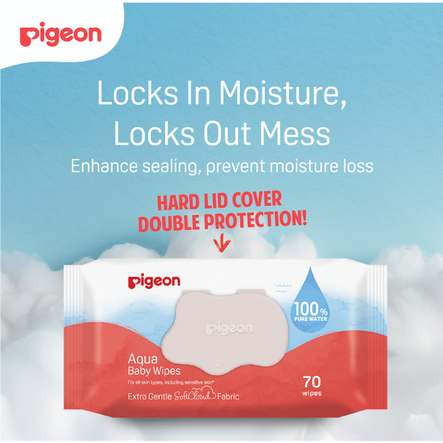 PIGEON AQUA BABY WIPES 70's FLIPTOP 3-IN-1