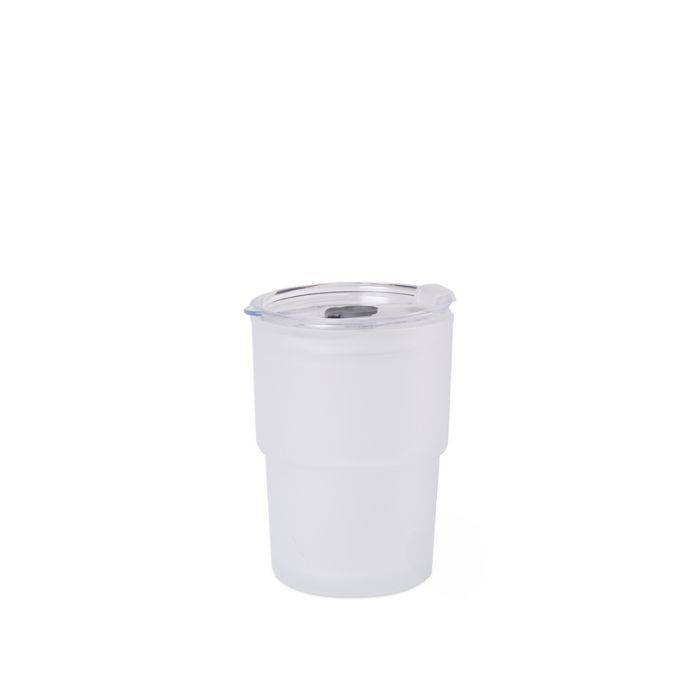 Tumbler Frosted Glass with lid (Stackable) 400ml
