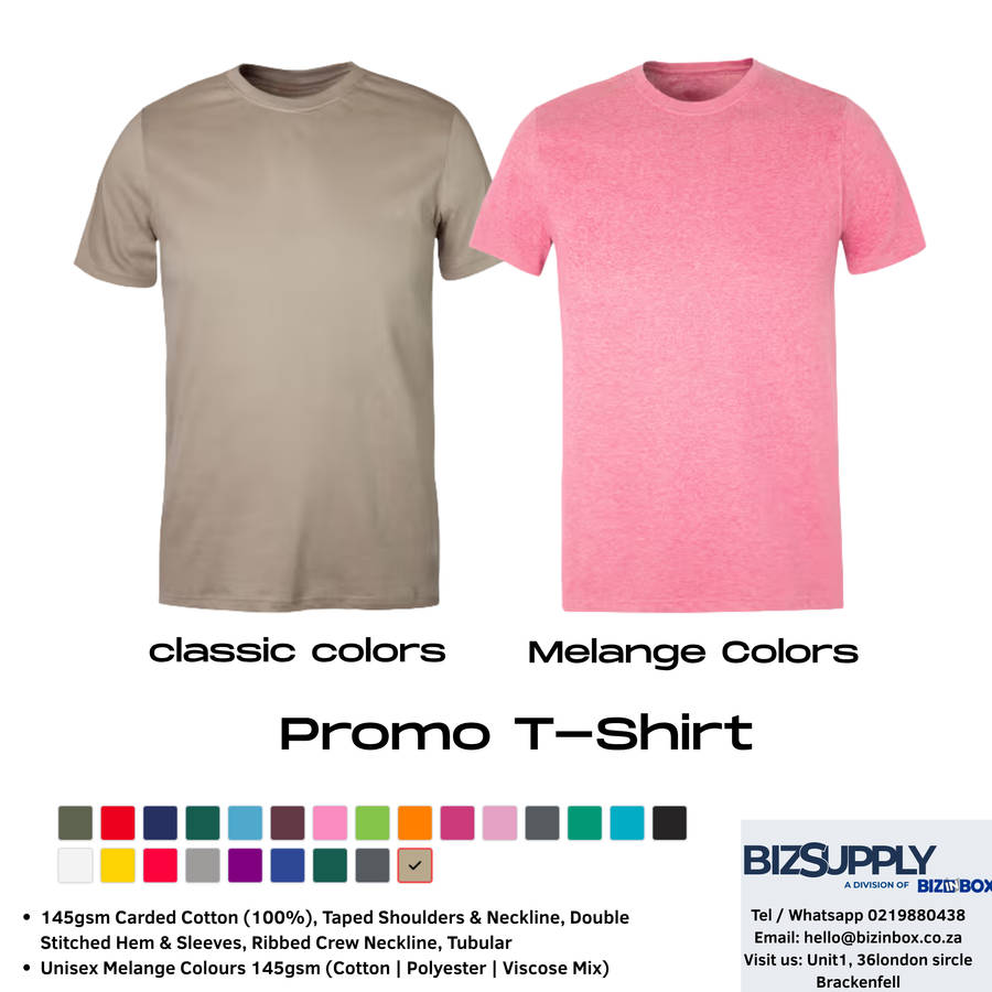 Promo T-Shirt - 145gsm 100% Carded Cotton Branding Blank