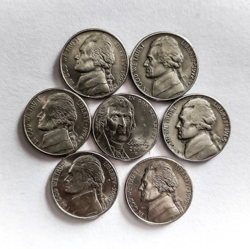 USA Jefferson Nickels (five cents) (x7)  ONE BID TAKES ALL!!