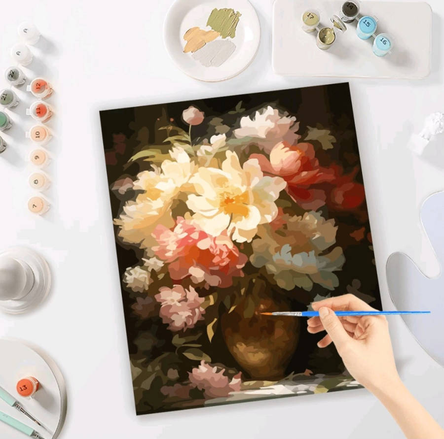 Paint by Numbers: Flowers in Golden Pot