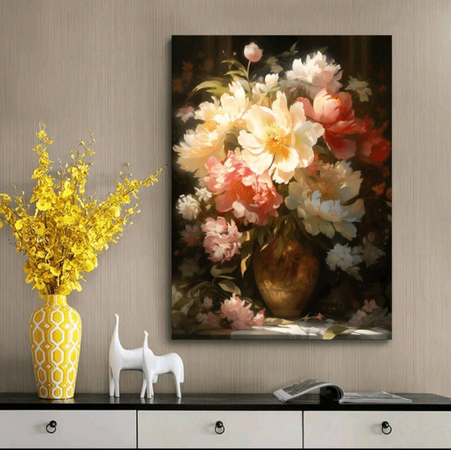 Paint by Numbers: Flowers in Golden Pot