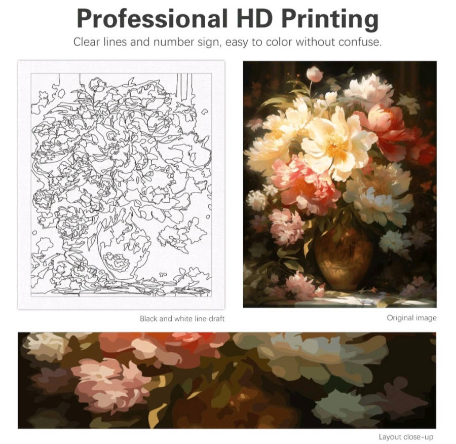 Paint by Numbers: Flowers in Golden Pot