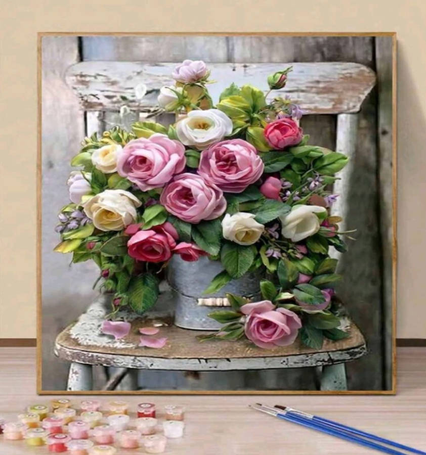 Paint by Numbers: Chair & Coloured Roses