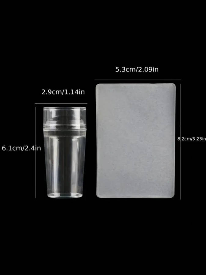 Clear Silicone Nail Art Stamper & Scraper Set