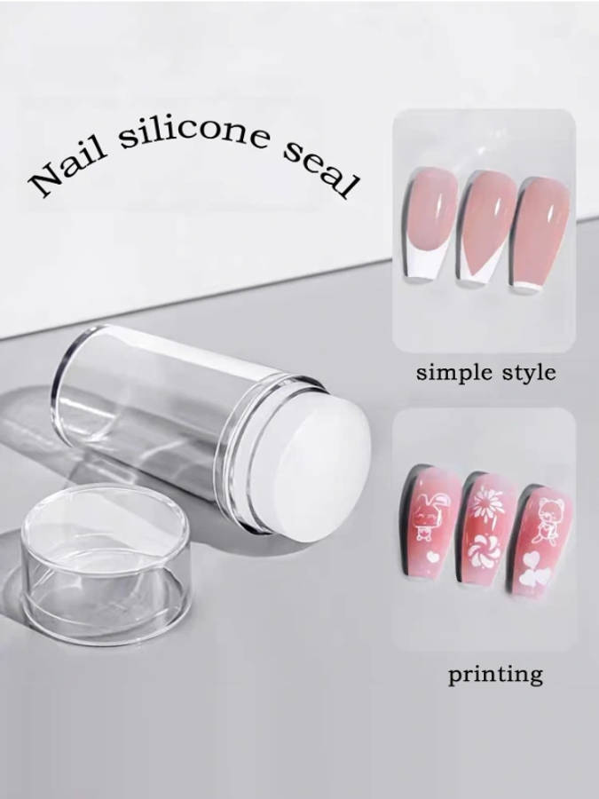 Clear Silicone Nail Art Stamper & Scraper Set
