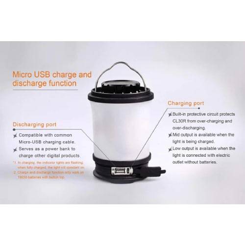 Fenix Lantern CL30R Black 650 Lumens - Rechargeable