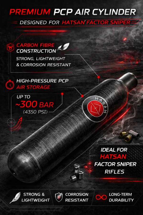 Hatsan Factor Sniper Air Tank  PCP Carbon Fibre Air Bottle