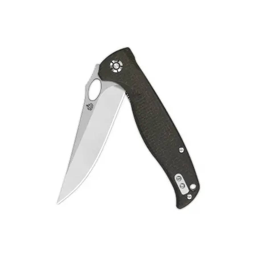 QSP Gavial Liner Lock, D2 2 Tone Satin, Dark Brown Micarta - QS126-D1
