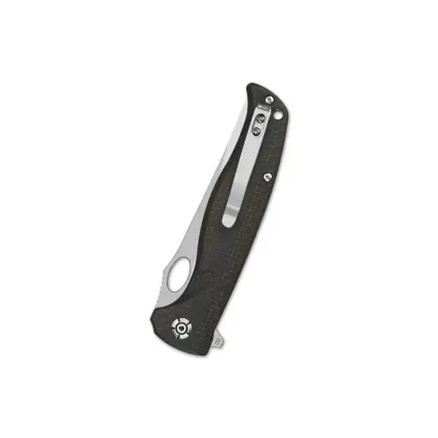 QSP Gavial Liner Lock, D2 2 Tone Satin, Dark Brown Micarta - QS126-D1