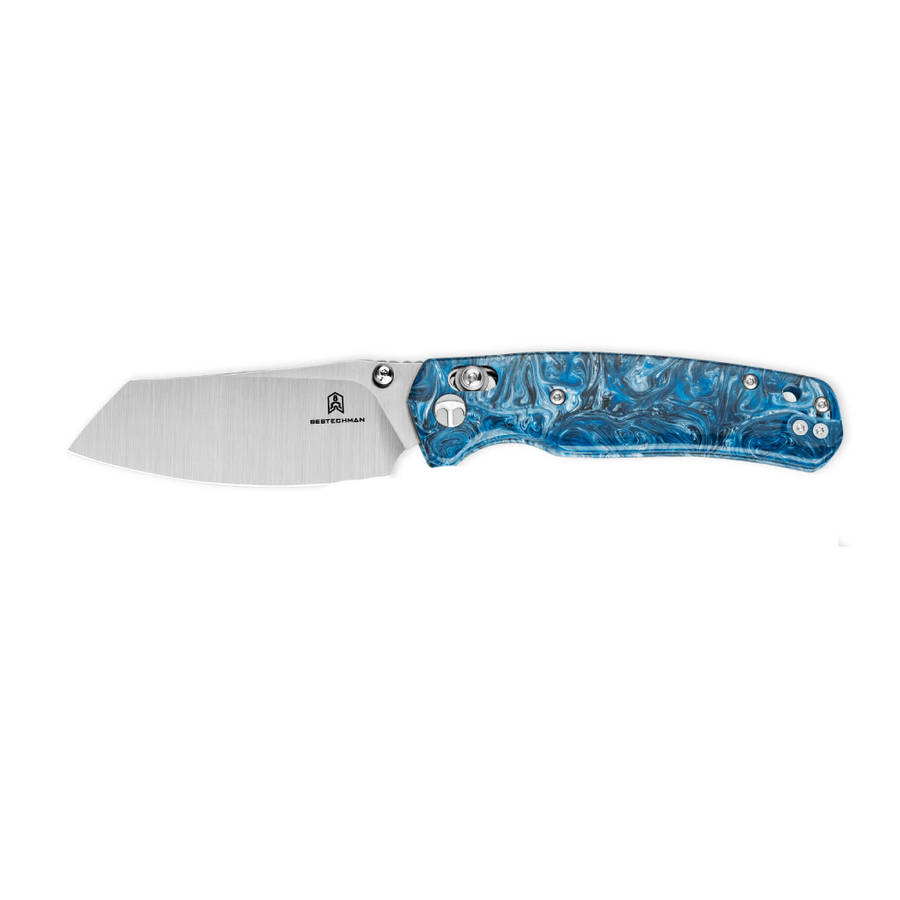 Bestechman Cicadas Wing BMK06Q  Blue Resin Handle Folding Knife
