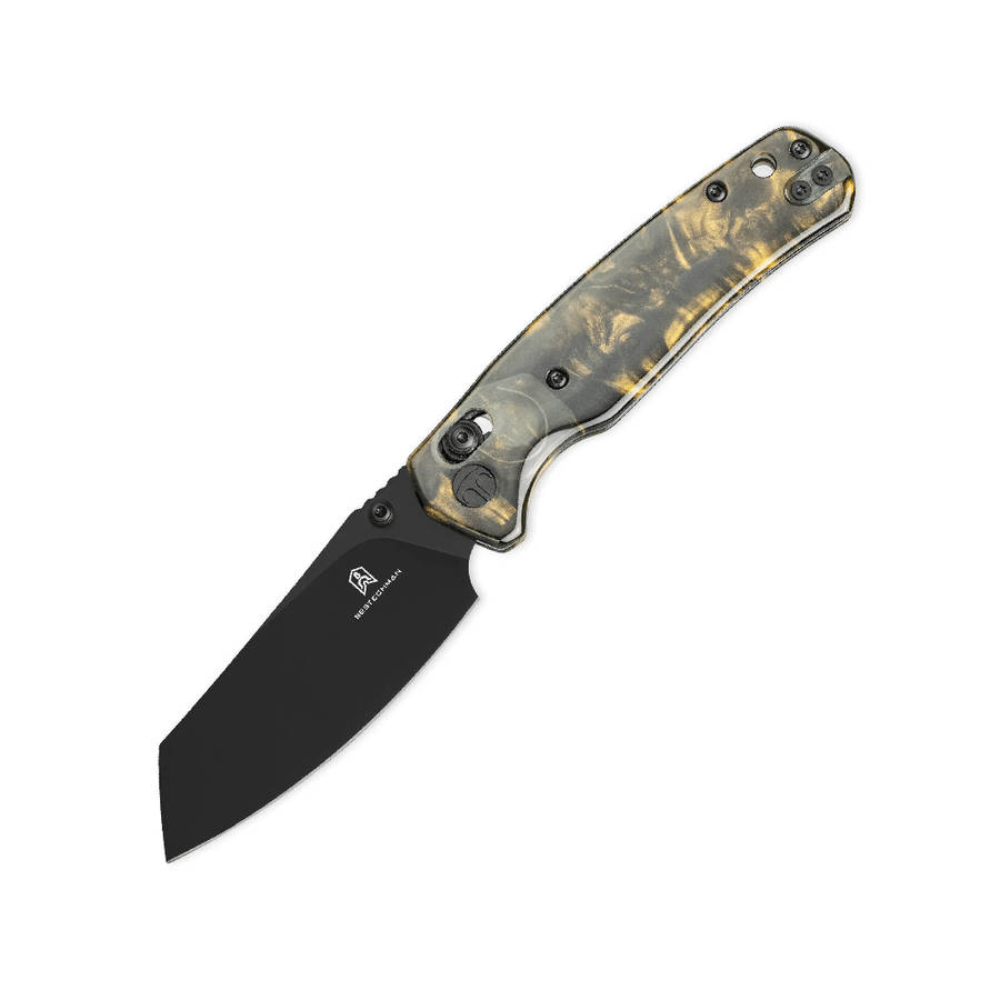 Bestechman Cicadas Wing BMK06S Black PVD Blade & Dark Gold Resin Handle Folding Knife